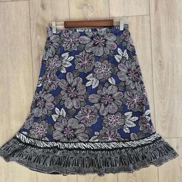 Sag Harbor Floral A Line Skirt Stretchy Waist Multi Patterned Feminine - Picture 2 of 4
